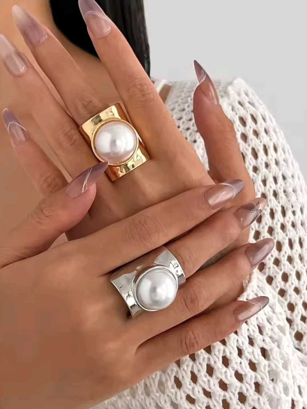 Gold Pearl Statement Ring - Women Jewelry - Picture 6 of 6
